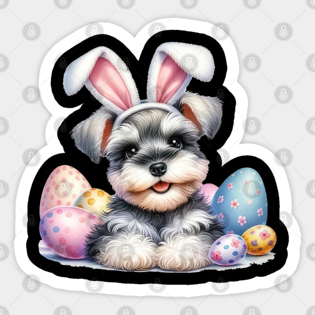 Puppy Miniature Schnauzer Bunny Ears Happy Easter Day Sticker by TATTOO project